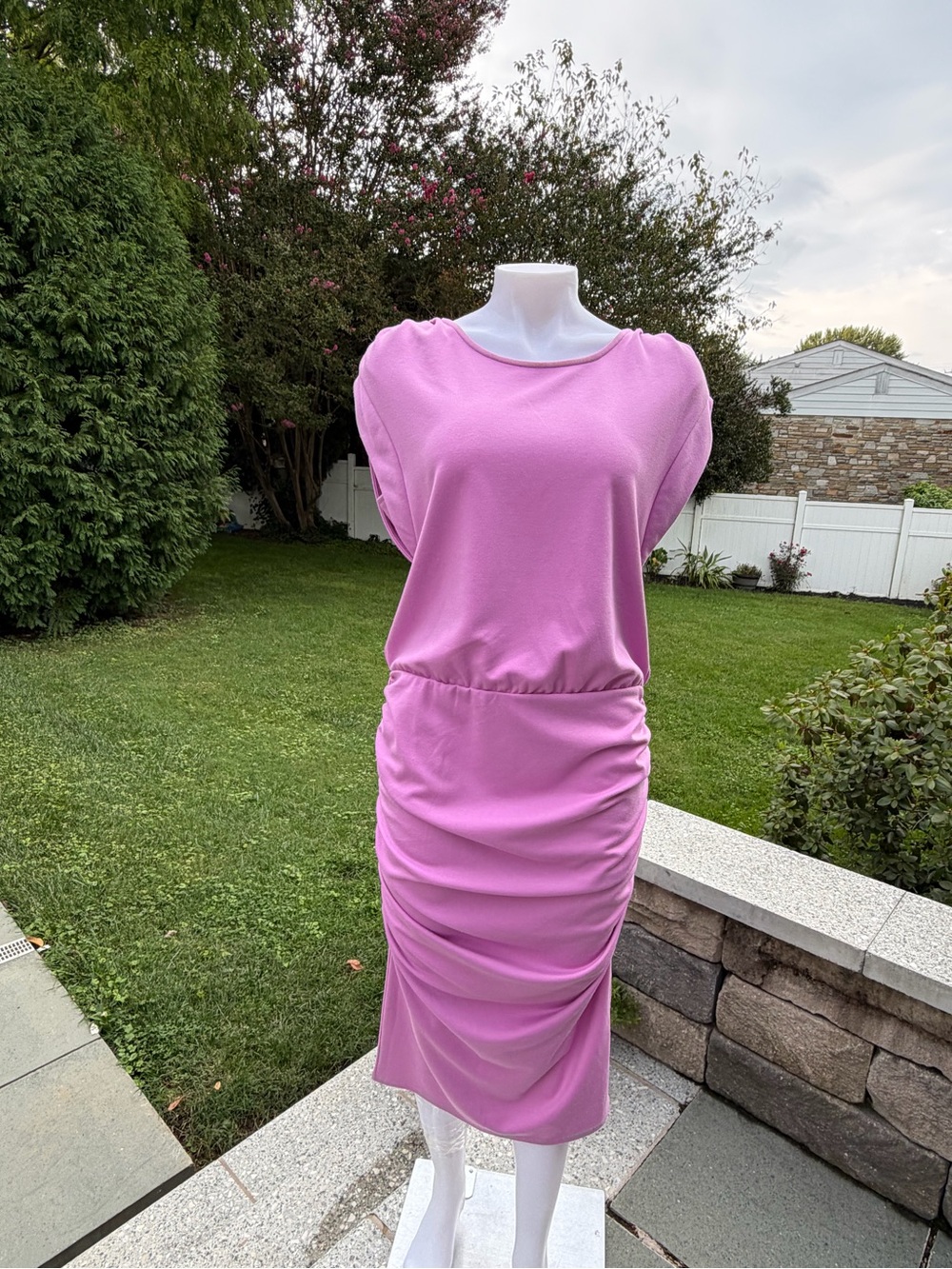 Halogen Lavender-Pink Ruched Midi Dress